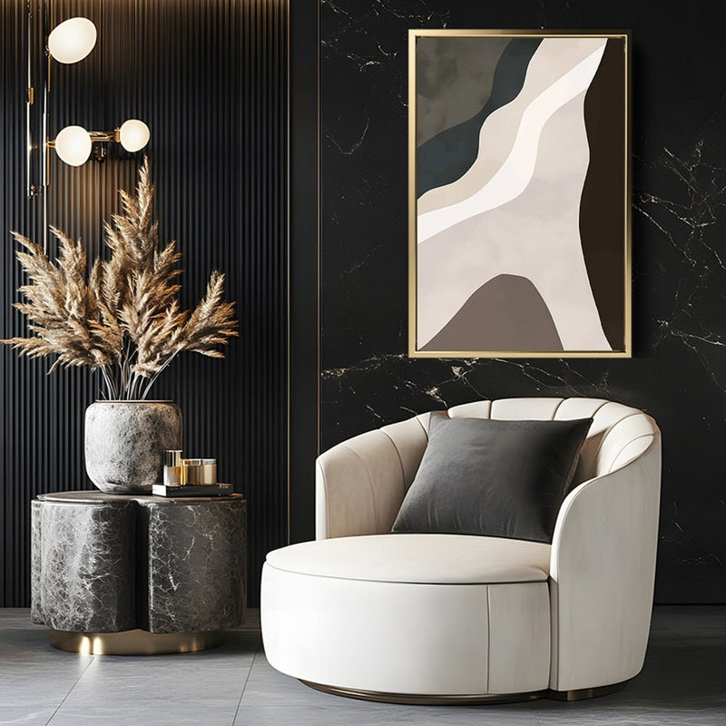 Canvas Wall Art Stretched Over Wooden Frame with Floating Frame and Cross Road Abstract Painting CV4146 - Al Rugaib Furniture