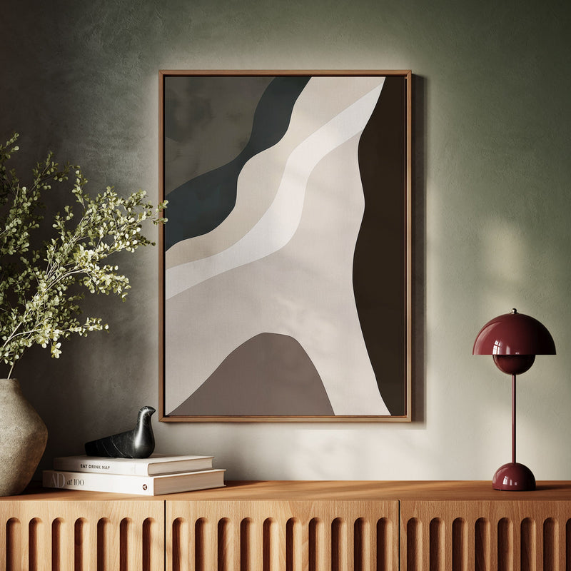 Canvas Wall Art Stretched Over Wooden Frame with Floating Frame and Cross Road Abstract Painting CV4146 - Al Rugaib Furniture