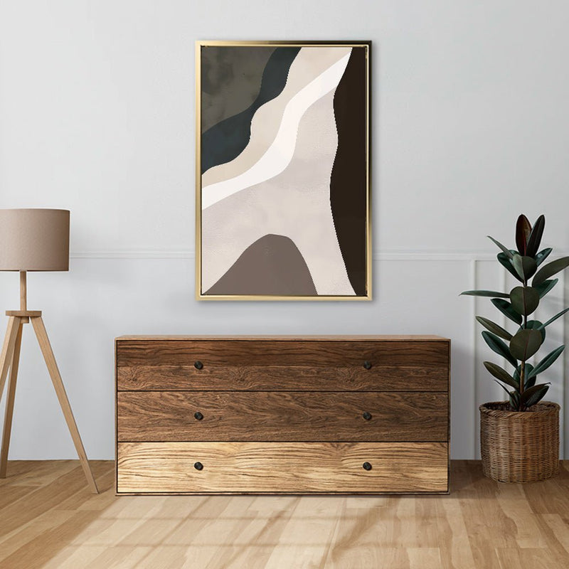 Canvas Wall Art Stretched Over Wooden Frame with Floating Frame and Cross Road Abstract Painting CV4146 - Al Rugaib Furniture