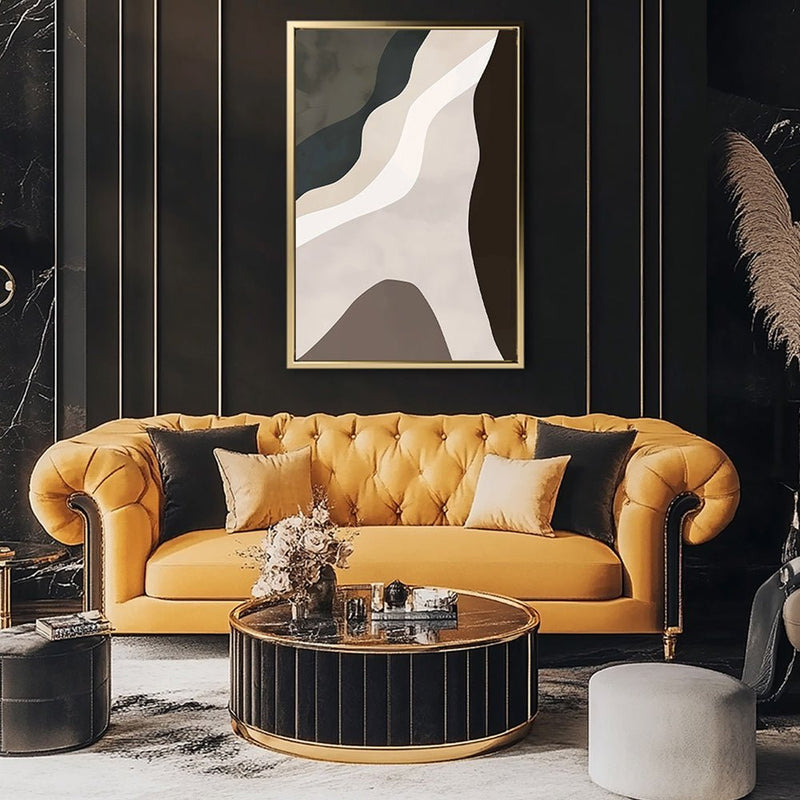 Canvas Wall Art Stretched Over Wooden Frame with Floating Frame and Cross Road Abstract Painting CV4146 - Al Rugaib Furniture