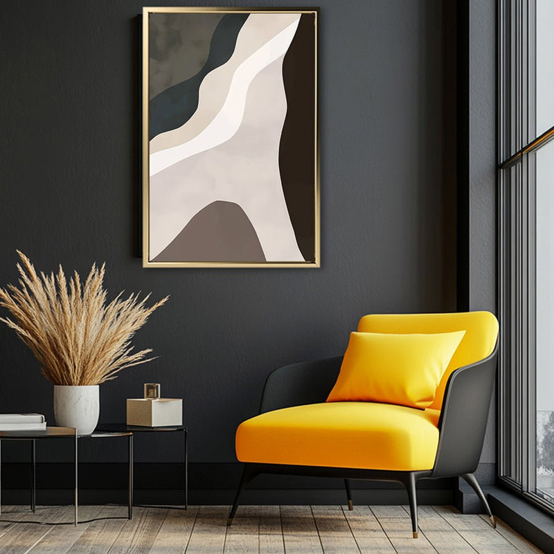 Canvas Wall Art Stretched Over Wooden Frame with Floating Frame and Cross Road Abstract Painting CV4146 - Al Rugaib Furniture