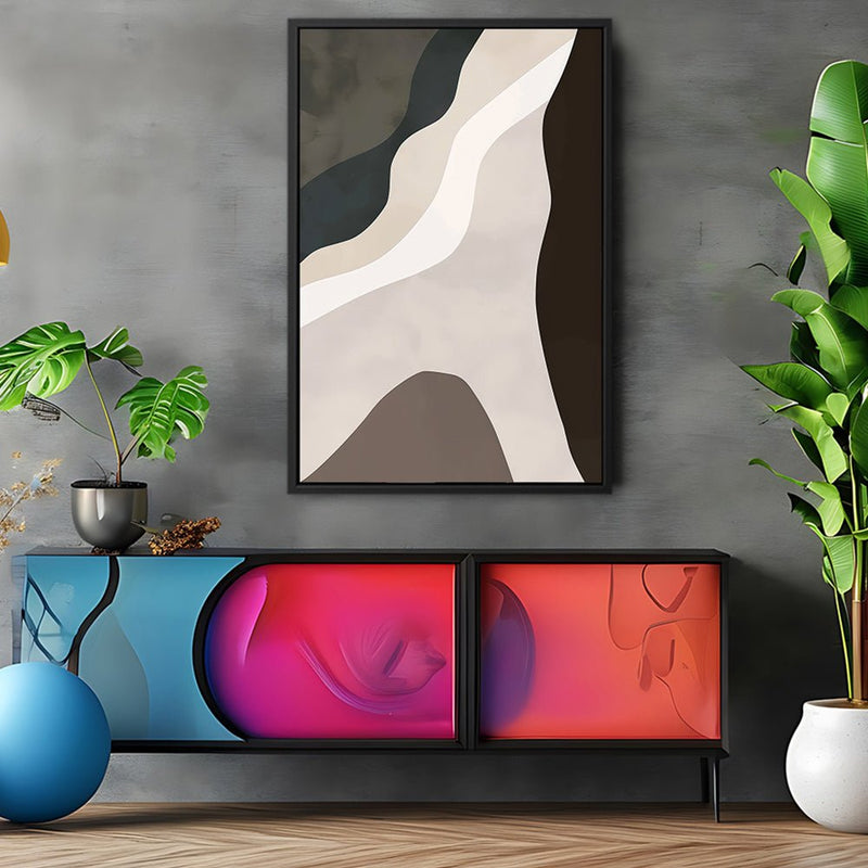 Canvas Wall Art Stretched Over Wooden Frame with Floating Frame and Cross Road Abstract Painting CV4146 - Al Rugaib Furniture