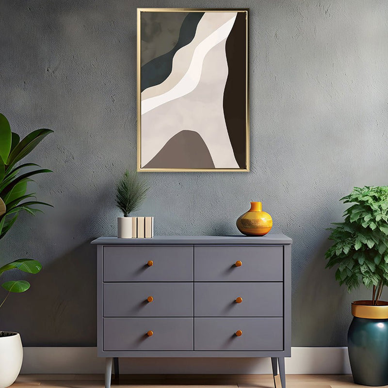 Canvas Wall Art Stretched Over Wooden Frame with Floating Frame and Cross Road Abstract Painting CV4146 - Al Rugaib Furniture