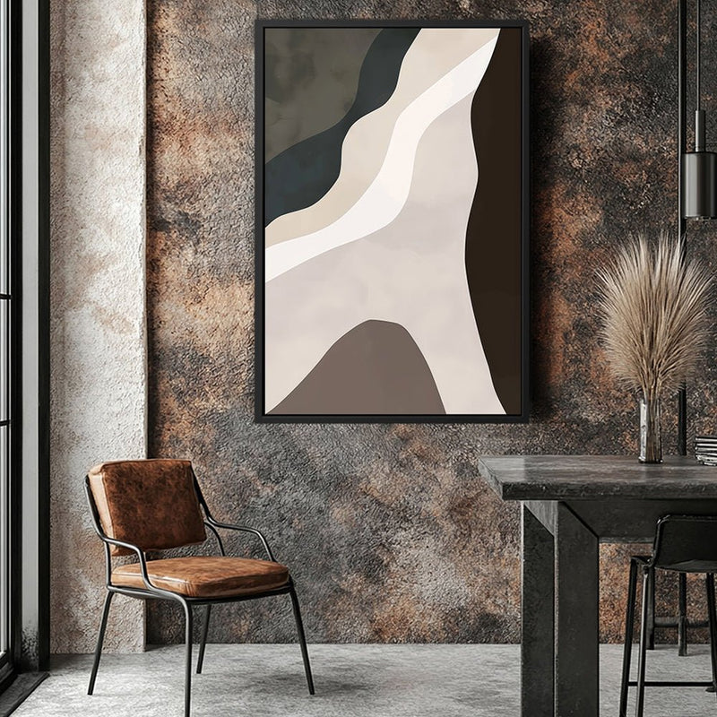 Canvas Wall Art Stretched Over Wooden Frame with Floating Frame and Cross Road Abstract Painting CV4146 - Al Rugaib Furniture