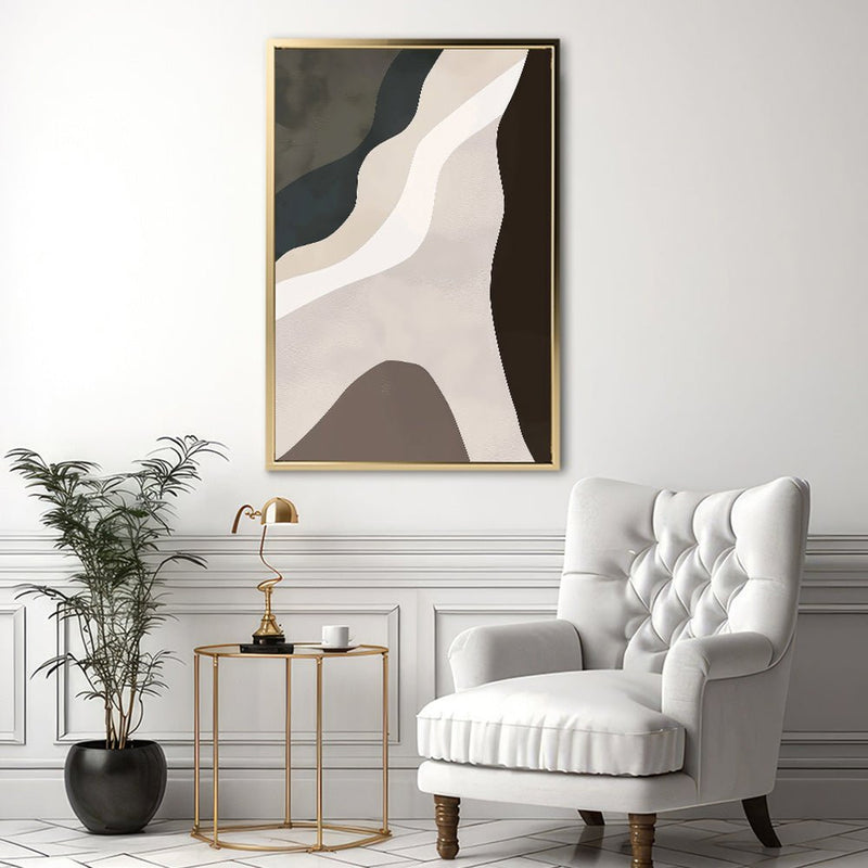 Canvas Wall Art Stretched Over Wooden Frame with Floating Frame and Cross Road Abstract Painting CV4146 - Al Rugaib Furniture