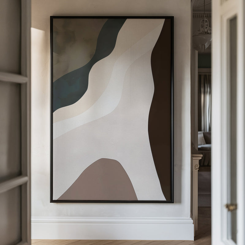 Canvas Wall Art Stretched Over Wooden Frame with Floating Frame and Cross Road Abstract Painting CV4146 - Al Rugaib Furniture