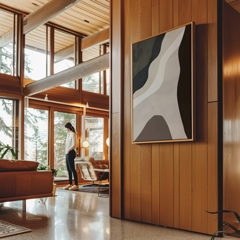 Canvas Wall Art Stretched Over Wooden Frame with Floating Frame and Cross Road Abstract Painting CV4146 - Al Rugaib Furniture