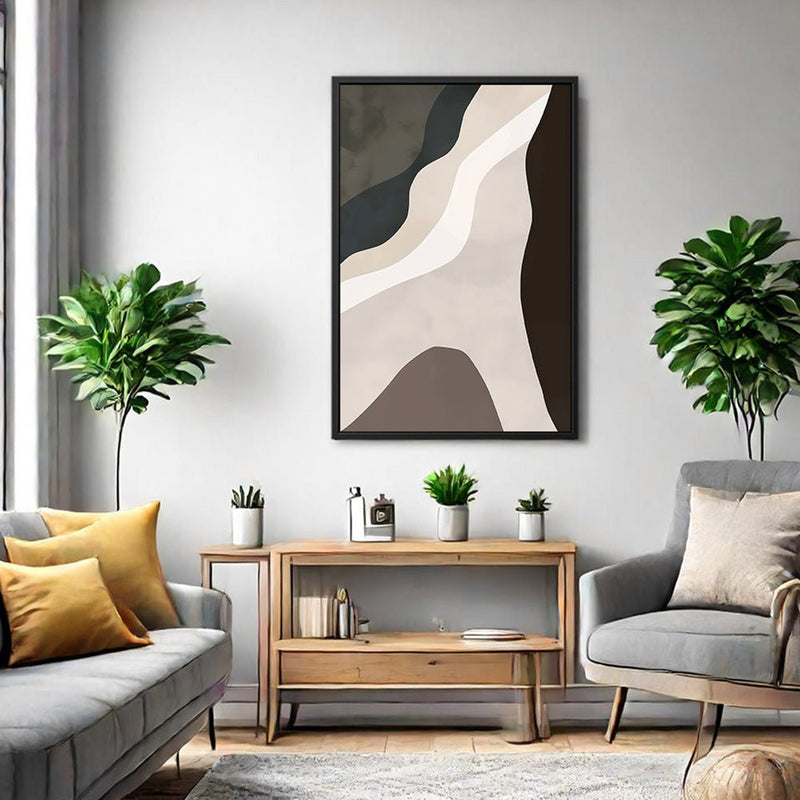 Canvas Wall Art Stretched Over Wooden Frame with Floating Frame and Cross Road Abstract Painting CV4146 - Al Rugaib Furniture