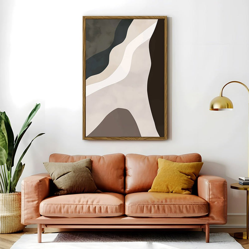 Canvas Wall Art Stretched Over Wooden Frame with Floating Frame and Cross Road Abstract Painting CV4146 - Al Rugaib Furniture