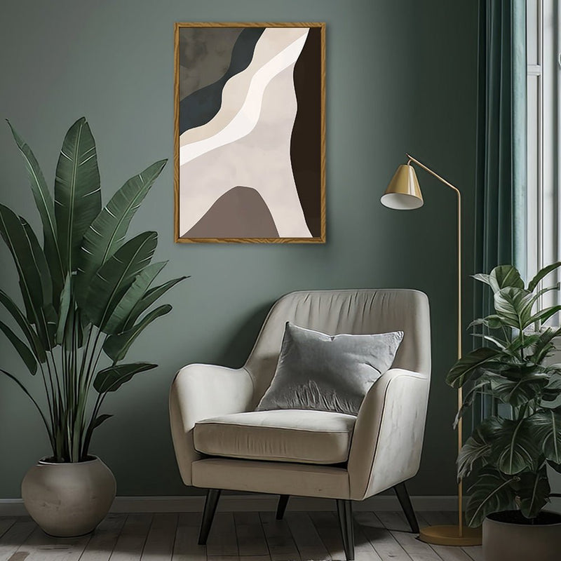 Canvas Wall Art Stretched Over Wooden Frame with Floating Frame and Cross Road Abstract Painting CV4146 - Al Rugaib Furniture