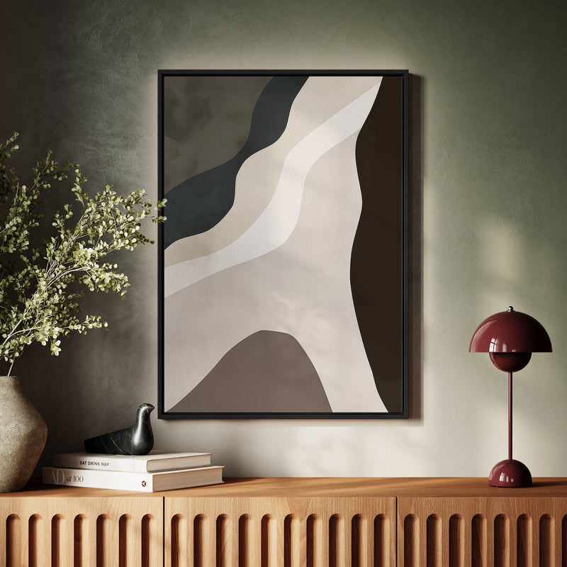 Canvas Wall Art Stretched Over Wooden Frame with Floating Frame and Cross Road Abstract Painting CV4146 - Al Rugaib Furniture