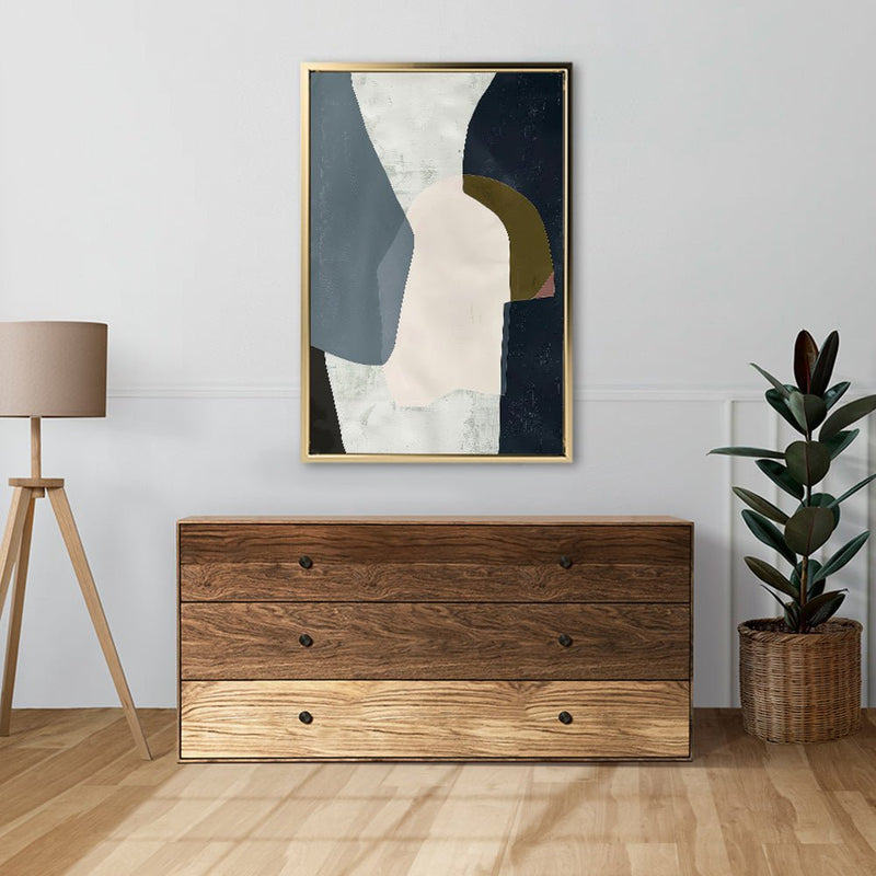Canvas Wall Art Stretched Over Wooden Frame with Floating Frame and Dark Side Abstract Painting CV4147 - Al Rugaib Furniture