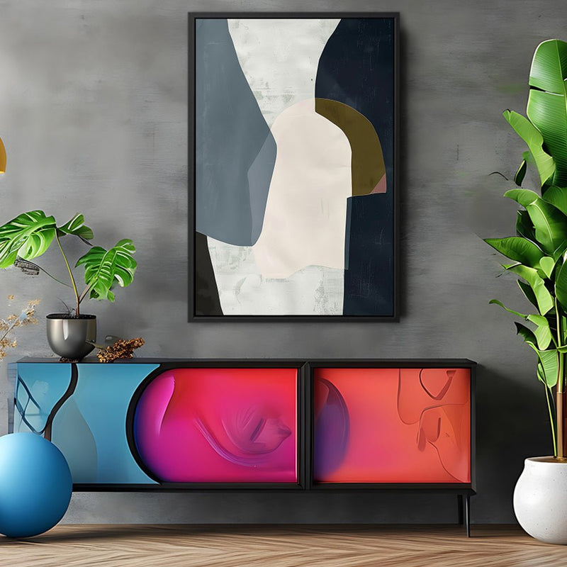 Canvas Wall Art Stretched Over Wooden Frame with Floating Frame and Dark Side Abstract Painting CV4147 - Al Rugaib Furniture