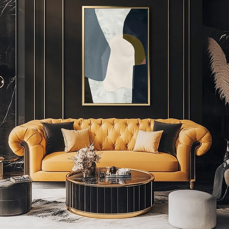 Canvas Wall Art Stretched Over Wooden Frame with Floating Frame and Dark Side Abstract Painting CV4147 - Al Rugaib Furniture