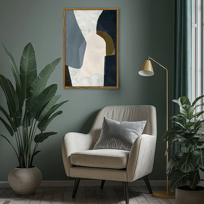 Canvas Wall Art Stretched Over Wooden Frame with Floating Frame and Dark Side Abstract Painting CV4147 - Al Rugaib Furniture