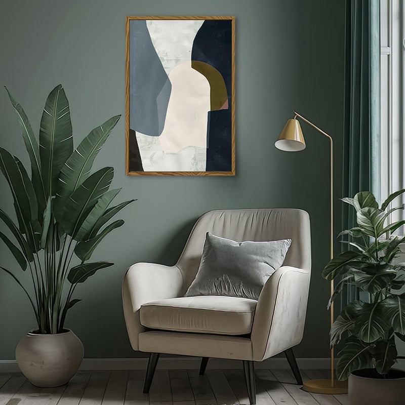 Canvas Wall Art Stretched Over Wooden Frame with Floating Frame and Dark Side Abstract Painting CV4147 - Al Rugaib Furniture