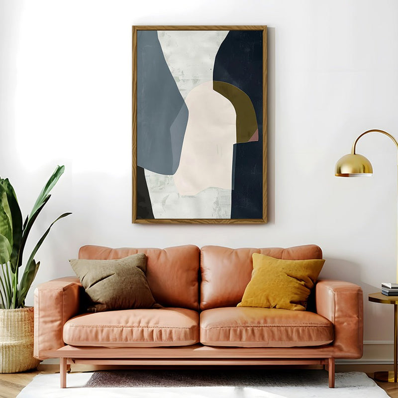 Canvas Wall Art Stretched Over Wooden Frame with Floating Frame and Dark Side Abstract Painting CV4147 - Al Rugaib Furniture