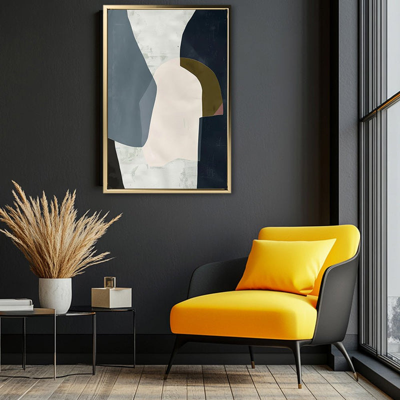 Canvas Wall Art Stretched Over Wooden Frame with Floating Frame and Dark Side Abstract Painting CV4147 - Al Rugaib Furniture