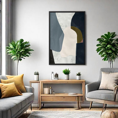 Canvas Wall Art Stretched Over Wooden Frame with Floating Frame and Dark Side Abstract Painting CV4147 - Al Rugaib Furniture
