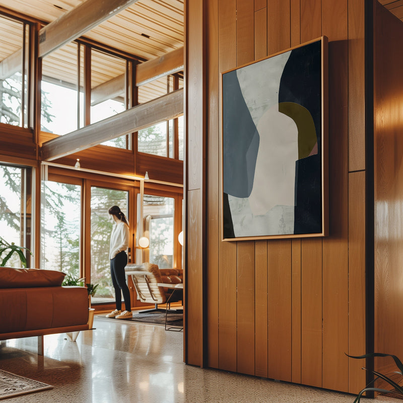 Canvas Wall Art Stretched Over Wooden Frame with Floating Frame and Dark Side Abstract Painting CV4147 - Al Rugaib Furniture