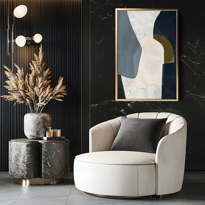 Canvas Wall Art Stretched Over Wooden Frame with Floating Frame and Dark Side Abstract Painting CV4147 - Al Rugaib Furniture