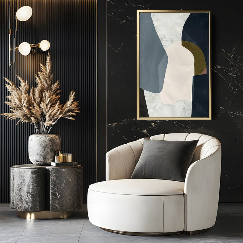 Canvas Wall Art Stretched Over Wooden Frame with Floating Frame and Dark Side Abstract Painting CV4147 - Al Rugaib Furniture