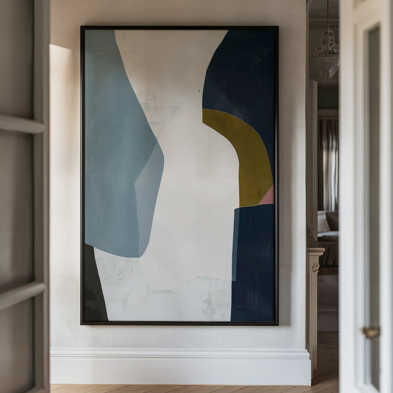 Canvas Wall Art Stretched Over Wooden Frame with Floating Frame and Dark Side Abstract Painting CV4147 - Al Rugaib Furniture