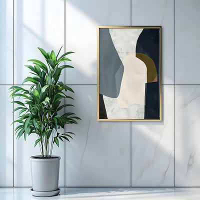 Canvas Wall Art Stretched Over Wooden Frame with Floating Frame and Dark Side Abstract Painting CV4147 - Al Rugaib Furniture