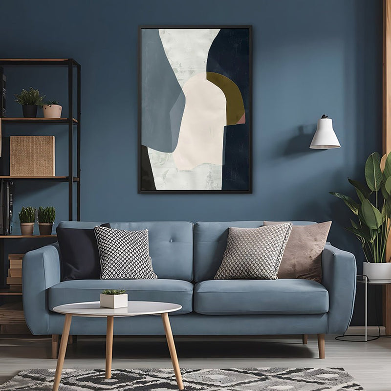 Canvas Wall Art Stretched Over Wooden Frame with Floating Frame and Dark Side Abstract Painting CV4147 - Al Rugaib Furniture