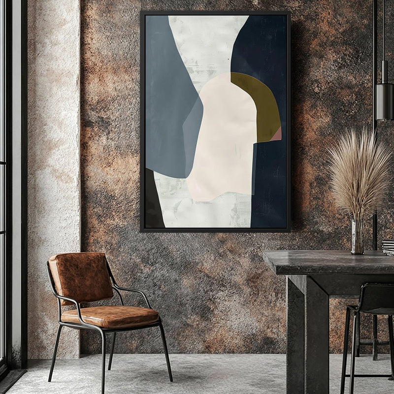 Canvas Wall Art Stretched Over Wooden Frame with Floating Frame and Dark Side Abstract Painting CV4147 - Al Rugaib Furniture