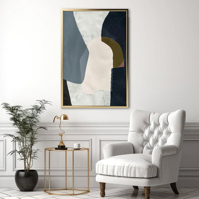 Canvas Wall Art Stretched Over Wooden Frame with Floating Frame and Dark Side Abstract Painting CV4147 - Al Rugaib Furniture