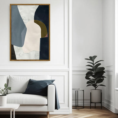 Canvas Wall Art Stretched Over Wooden Frame with Floating Frame and Dark Side Abstract Painting CV4147 - Al Rugaib Furniture