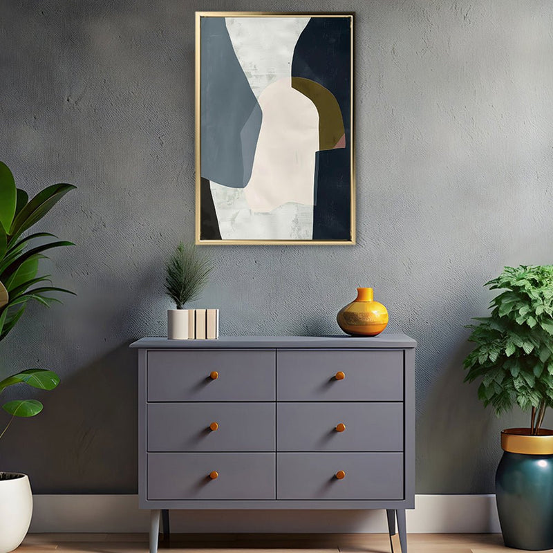 Canvas Wall Art Stretched Over Wooden Frame with Floating Frame and Dark Side Abstract Painting CV4147 - Al Rugaib Furniture