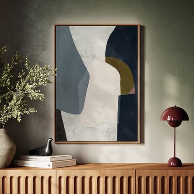 Canvas Wall Art Stretched Over Wooden Frame with Floating Frame and Dark Side Abstract Painting CV4147 - Al Rugaib Furniture