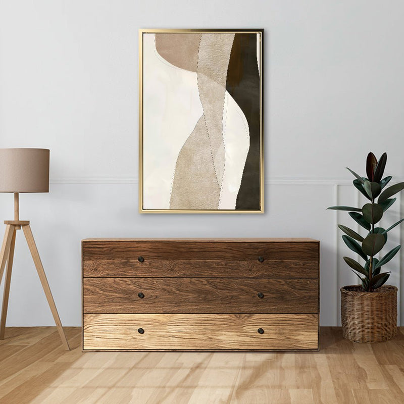 Canvas Wall Art Stretched Over Wooden Frame with Floating Frame and Desert Abstract Painting CV4148 - Al Rugaib Furniture