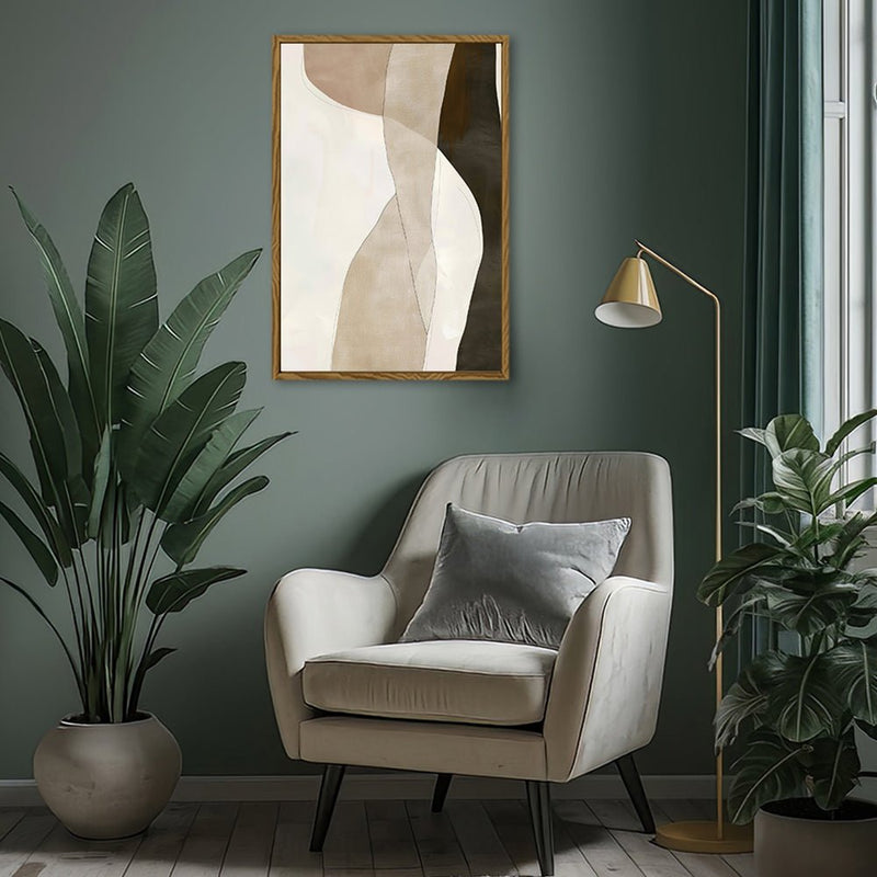 Canvas Wall Art Stretched Over Wooden Frame with Floating Frame and Desert Abstract Painting CV4148 - Al Rugaib Furniture