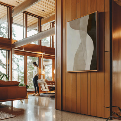 Canvas Wall Art Stretched Over Wooden Frame with Floating Frame and Desert Abstract Painting CV4148 - Al Rugaib Furniture