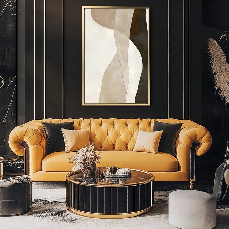 Canvas Wall Art Stretched Over Wooden Frame with Floating Frame and Desert Abstract Painting CV4148 - Al Rugaib Furniture