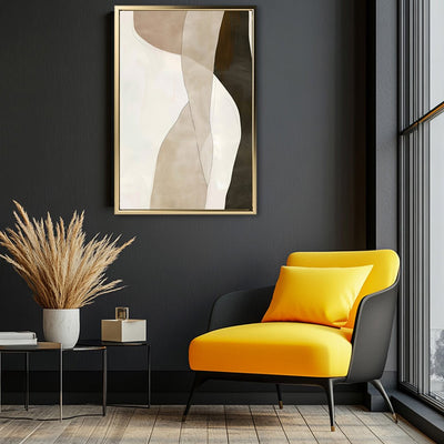 Canvas Wall Art Stretched Over Wooden Frame with Floating Frame and Desert Abstract Painting CV4148 - Al Rugaib Furniture