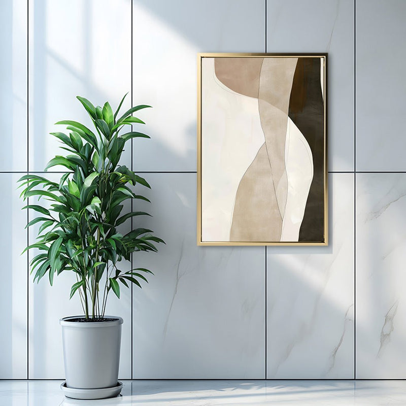 Canvas Wall Art Stretched Over Wooden Frame with Floating Frame and Desert Abstract Painting CV4148 - Al Rugaib Furniture