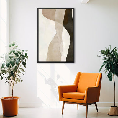 Canvas Wall Art Stretched Over Wooden Frame with Floating Frame and Desert Abstract Painting CV4148 - Al Rugaib Furniture
