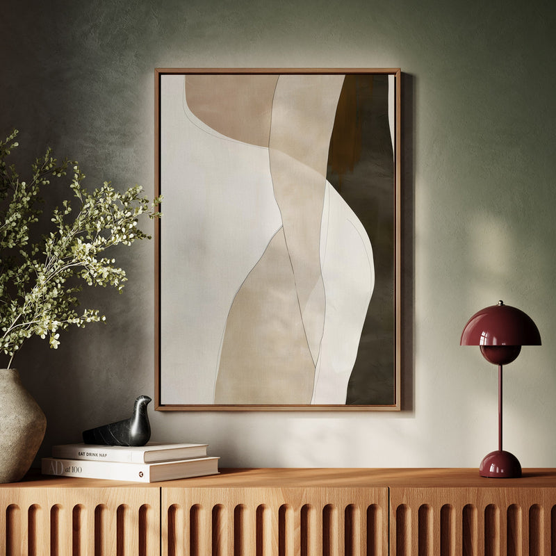 Canvas Wall Art Stretched Over Wooden Frame with Floating Frame and Desert Abstract Painting CV4148 - Al Rugaib Furniture