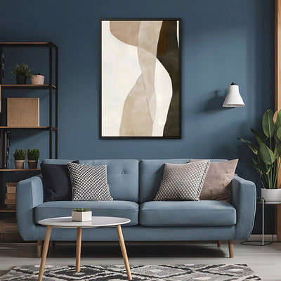 Canvas Wall Art Stretched Over Wooden Frame with Floating Frame and Desert Abstract Painting CV4148 - Al Rugaib Furniture