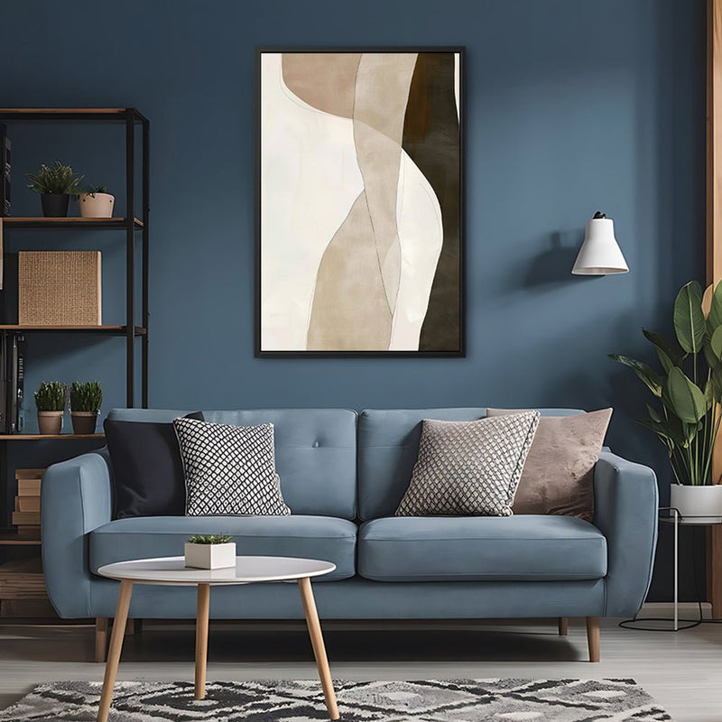 Canvas Wall Art Stretched Over Wooden Frame with Floating Frame and Desert Abstract Painting CV4148 - Al Rugaib Furniture