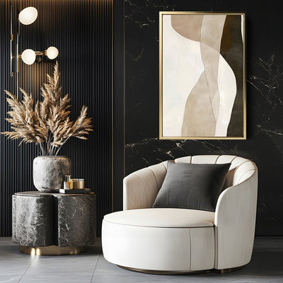 Canvas Wall Art Stretched Over Wooden Frame with Floating Frame and Desert Abstract Painting CV4148 - Al Rugaib Furniture