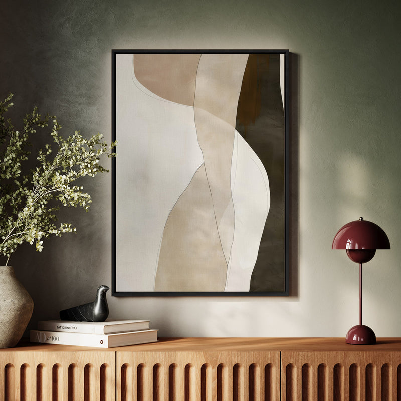 Canvas Wall Art Stretched Over Wooden Frame with Floating Frame and Desert Abstract Painting CV4148 - Al Rugaib Furniture