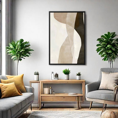 Canvas Wall Art Stretched Over Wooden Frame with Floating Frame and Desert Abstract Painting CV4148 - Al Rugaib Furniture