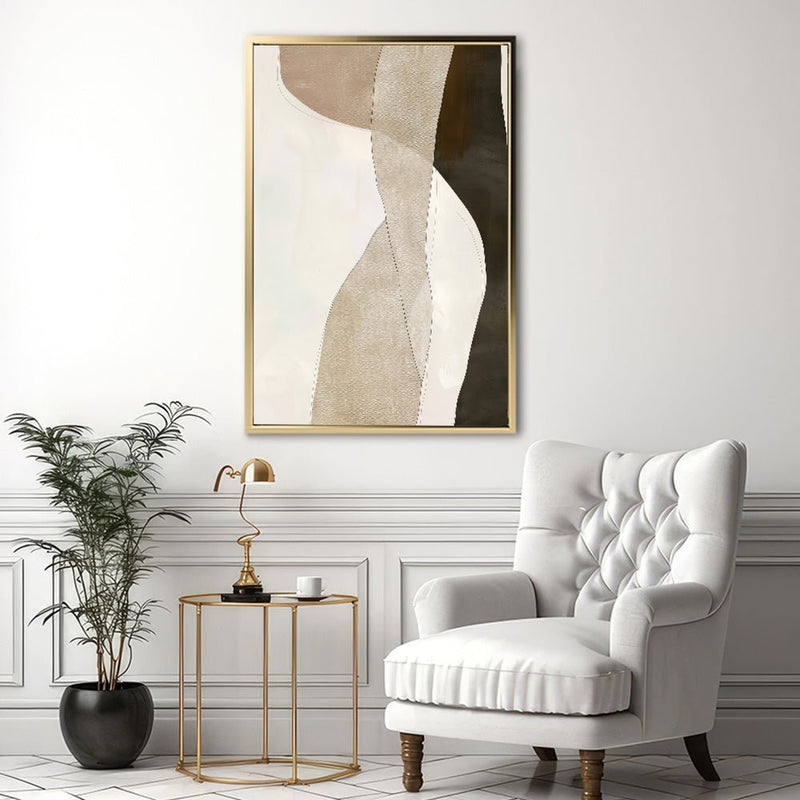 Canvas Wall Art Stretched Over Wooden Frame with Floating Frame and Desert Abstract Painting CV4148 - Al Rugaib Furniture