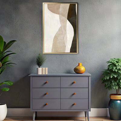 Canvas Wall Art Stretched Over Wooden Frame with Floating Frame and Desert Abstract Painting CV4148 - Al Rugaib Furniture