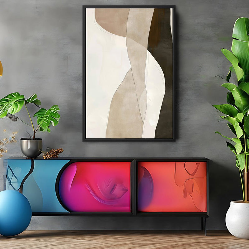 Canvas Wall Art Stretched Over Wooden Frame with Floating Frame and Desert Abstract Painting CV4148 - Al Rugaib Furniture